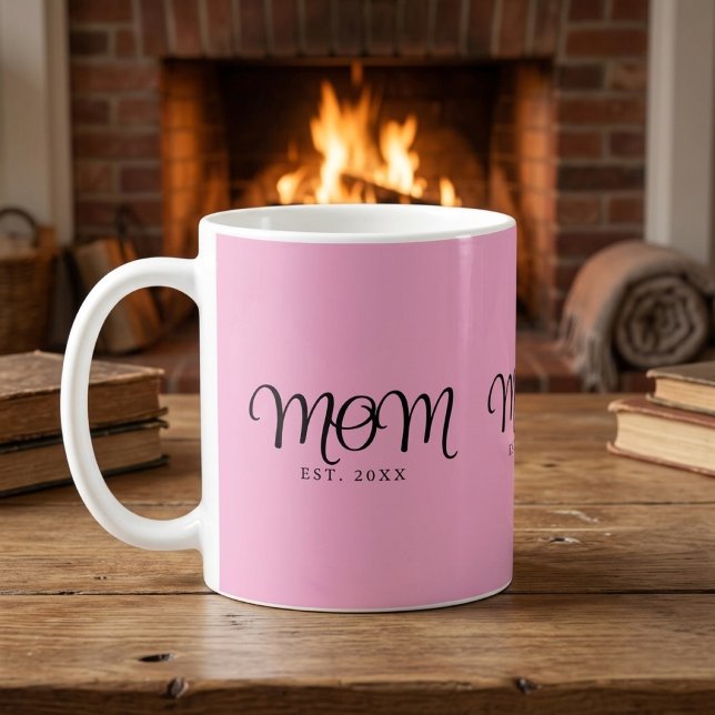 Mum Established New Mum Gift Black Script Coffee Mug (Mom Established New Mom Gift Black Script Coffee Mug)