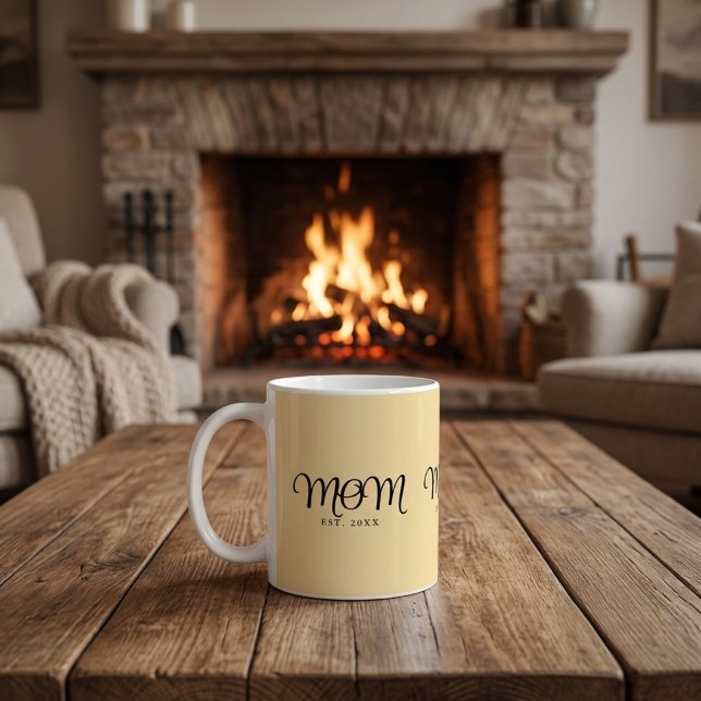 Mum Established New Mum Gift Black Script Coffee Mug (Mom Established New Mom Gift Black Script Coffee Mug)