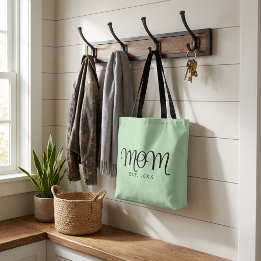 Mum Established New Mum Gift Black Script Tote Bag