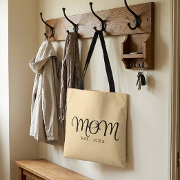 Mum Established New Mum Gift Black Script Tote Bag