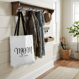 Mum Established New Mum Gift Black Script Tote Bag