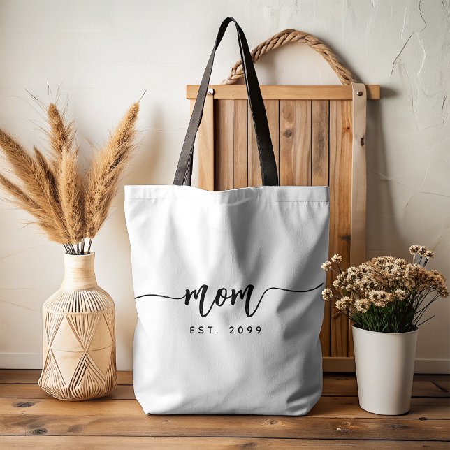 Mum Established New Mum Gift Black Script Tote Bag (Creator Uploaded)