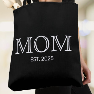 Mum Established New Mum Gift Black Tote Bag