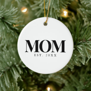 Mum Established New Mum Gift Black Typography Ceramic Ornament