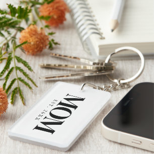 Mum Established New Mum Gift Black Typography Key Ring