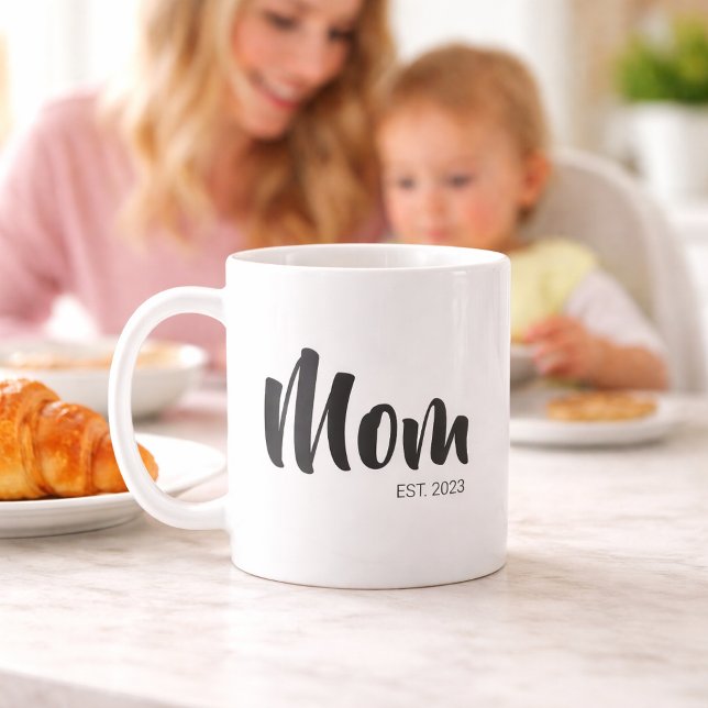 Mum Established New Mum Gift Coffee Mug (Mom Established Simple Typography Mug)