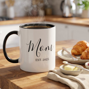 Mum Established New Mum Gift Minimalist Two-Tone Coffee Mug