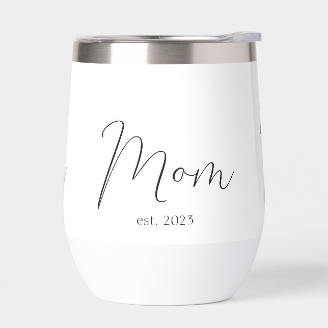 Mum Established New Mum Gift Thermal Wine Tumbler (Left)