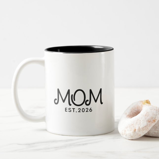 Mum Established New Mum Gift Two-Tone Coffee Mug (With Donut)