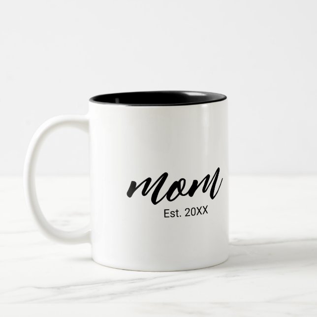 Mum Established New Mum Gift Two-Tone Coffee Mug (Left)