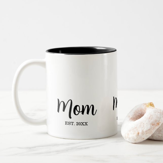 Mum Established New Mum Gift Two-Tone Coffee Mug (With Donut)