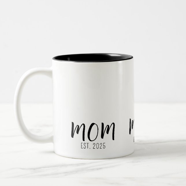 Mum Established New Mum Gift  Two-Tone Coffee Mug (Left)