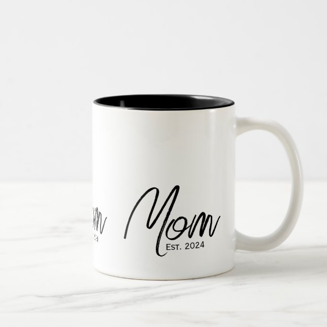 Mum Established New Mum Gift  Two-Tone Coffee Mug (Right)
