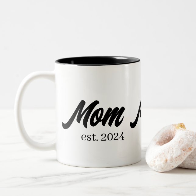 Mum Established New Mum Gift Two-Tone Coffee Mug (With Donut)