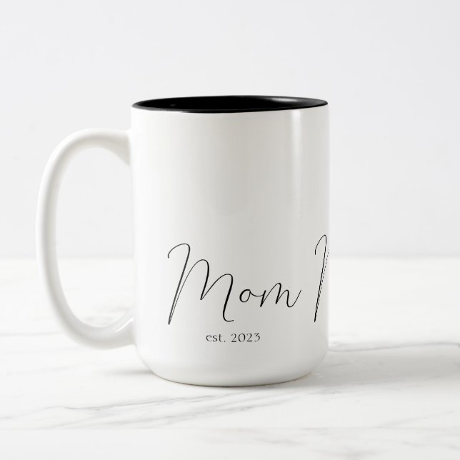 Mum Established New Mum Gift  Two-Tone Coffee Mug (Left)