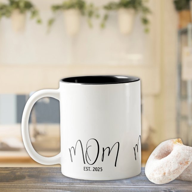 Mum Established New Mum Gift  Two-Tone Coffee Mug (Creator Uploaded)