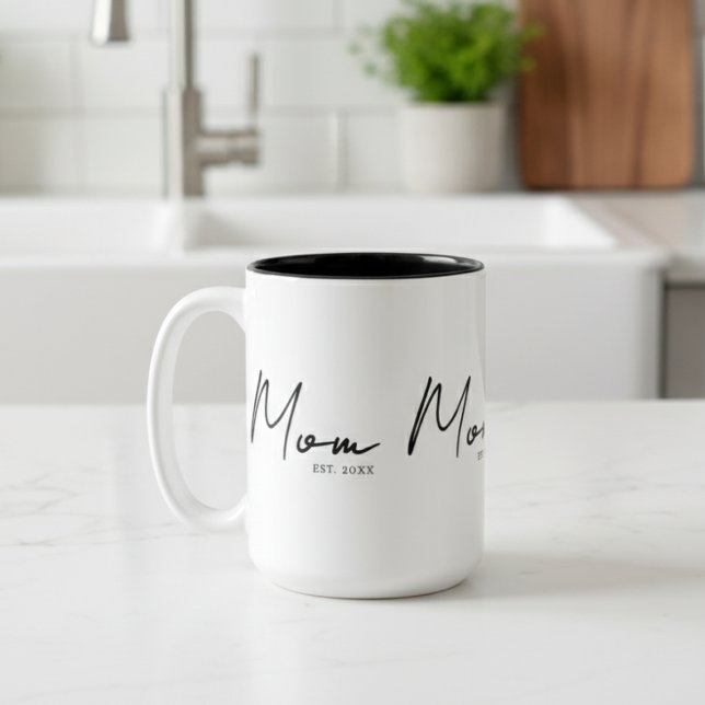 Mum Established New Mum Gift Two-Tone Coffee Mug (Creator Uploaded)