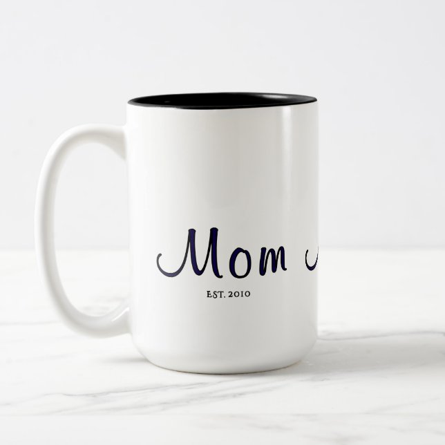 Mum Established New Mum Gift  Two-Tone Coffee Mug (Left)