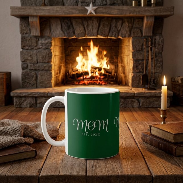 Mum Established New Mum Gift White Script Coffee Mug (Mom Established New Mom Gift White Script Coffee Mug)