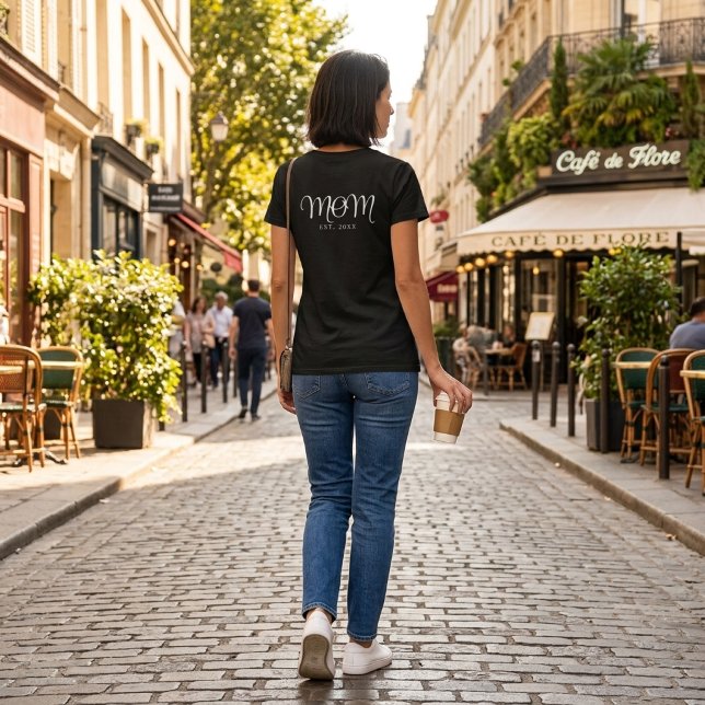 Mum Established New Mum Gift White Script T-Shirt (Mom Established New Mom Gift White Script T-Shirt
)