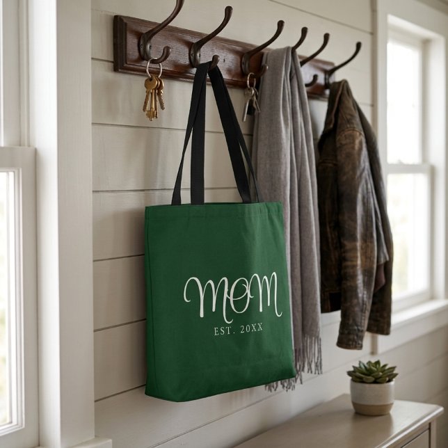 Mum Established New Mum Gift White Script Tote Bag (Mom Established New Mom Gift White Script Tote Bag
)