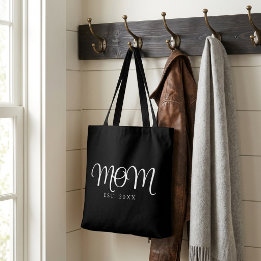 Mum Established New Mum Gift White Script Tote Bag