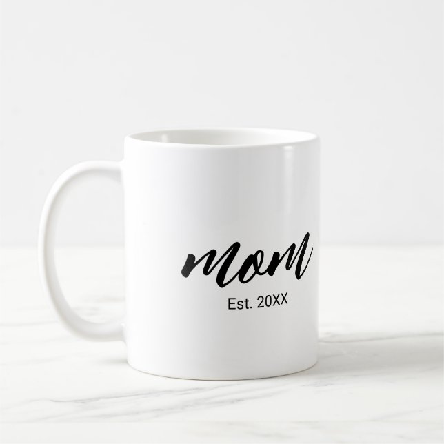 Mum Established New Mum Script Gift Coffee Mug (Left)