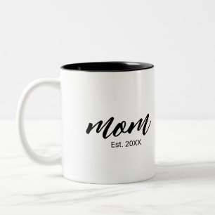 Mum Established New Mum Script Gift Two-Tone Coffee Mug
