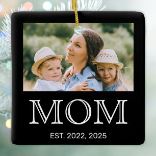 Mum Established Photo Black Ceramic Ornament