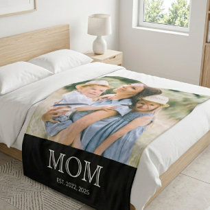 Mum Established Photo Black  Fleece Blanket