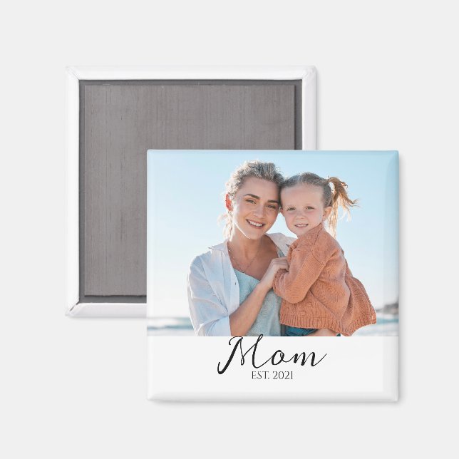 Mum Established Photo Gift Magnet (Front/Back)