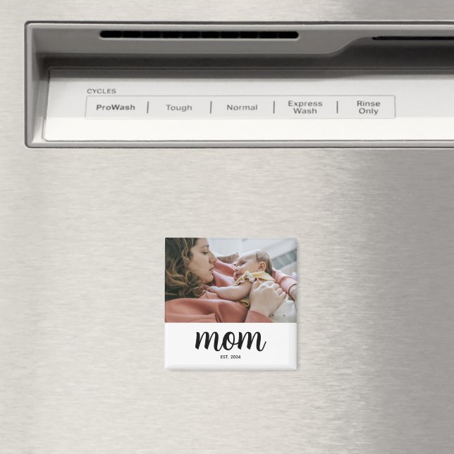 Mum Established Photo Gift Magnet (In Situ (Dishwasher))