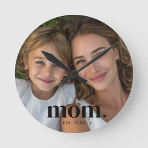 Mum Established Photo Gift  Round Clock
