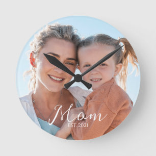 Mum Established Photo Gift Round Clock