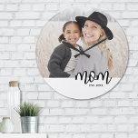 Mum Established Photo Large Clock<br><div class="desc">Simple Mum Personalised Wall Clock. Celebrate motherhood with this minimalist wall clock featuring a large photo across the centre for a clean, modern look. Below the photo, the word “mum” appears in a lowercase serif font on a white band for a warm and playful touch. You can personalise it with...</div>
