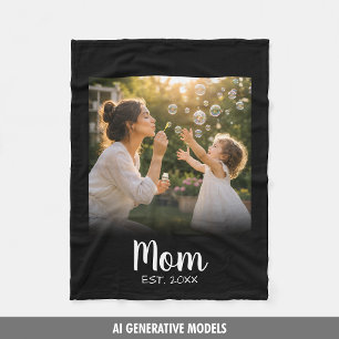 Mum Established Photo Memory Gift Fleece Blanket