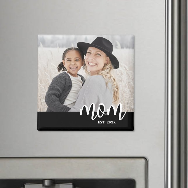 Mum Established Photo Mother's Day Gift Magnet (Mom Established Photo Mother's Day Gift magnet )