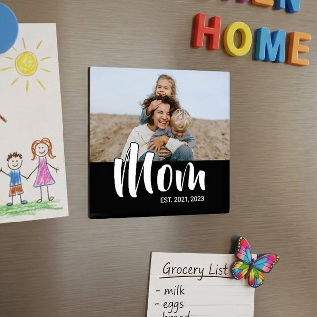 Mum Established Photo Mother's Day Magnet (Mom Established Photo Magnet Mother's Day Gift)