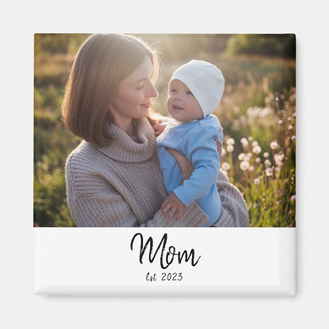 Mum Established Photo Script Modern Unique Gift  Magnet (Front)