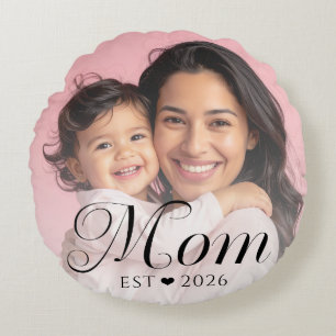 Mum Established Photo Script New Mum Gift Round Cushion
