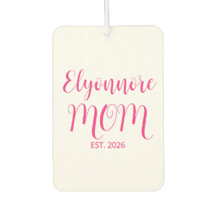 Mum Established Pink Script Name  Car Air Freshener