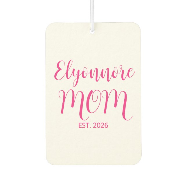 Mum Established Pink Script Name  Car Air Freshener (Front)