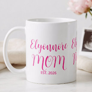 Mum Established Pink Script Name Coffee Mug