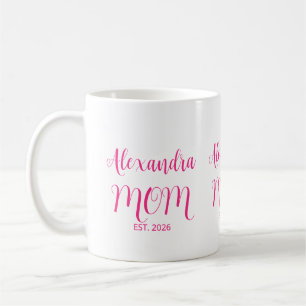 Mum Established Pink Script Name  Two-Tone Coffee Mug