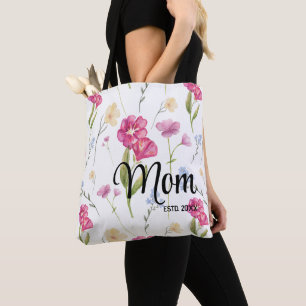 Mum Established Pretty Floral Print Wildflower Tote Bag