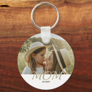 Mum Established Rustic Photo Gift Key Ring