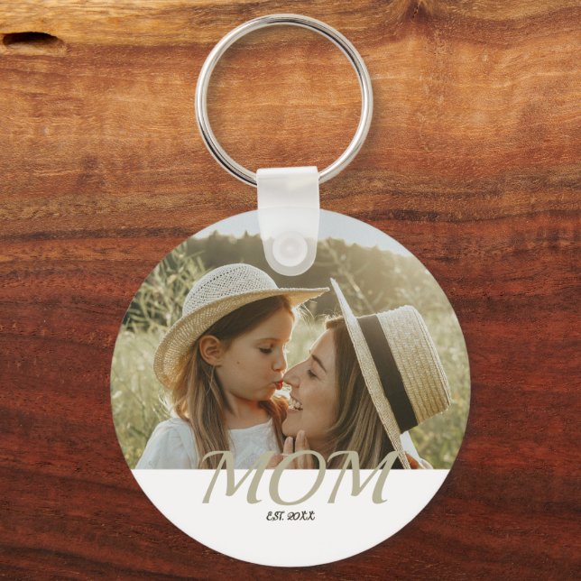 Mum Established Rustic Photo Gift   Key Ring (Back)
