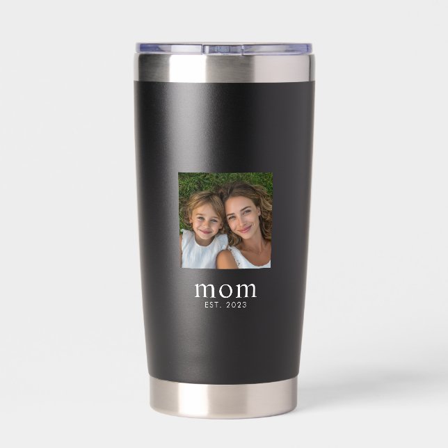 Mum Established Script Black 2 Photo Insulated Tumbler (Back)