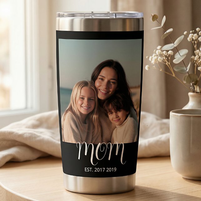 Mum Established Script Black 2 Photo Insulated Tumbler (Creator Uploaded)