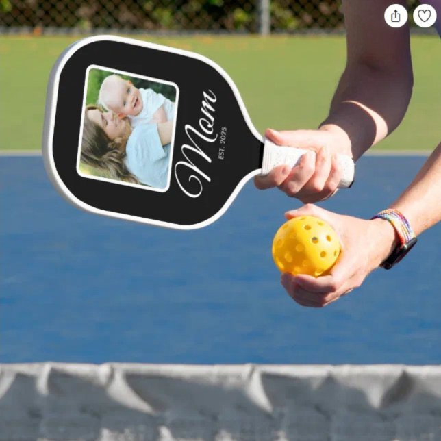 Mum Established Script Black 2 Photos  Pickleball Paddle (Creator Uploaded)